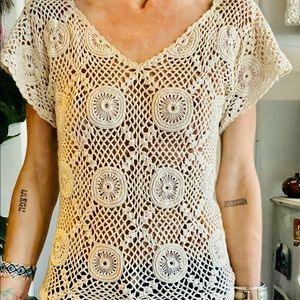 Crocheted cream summer top